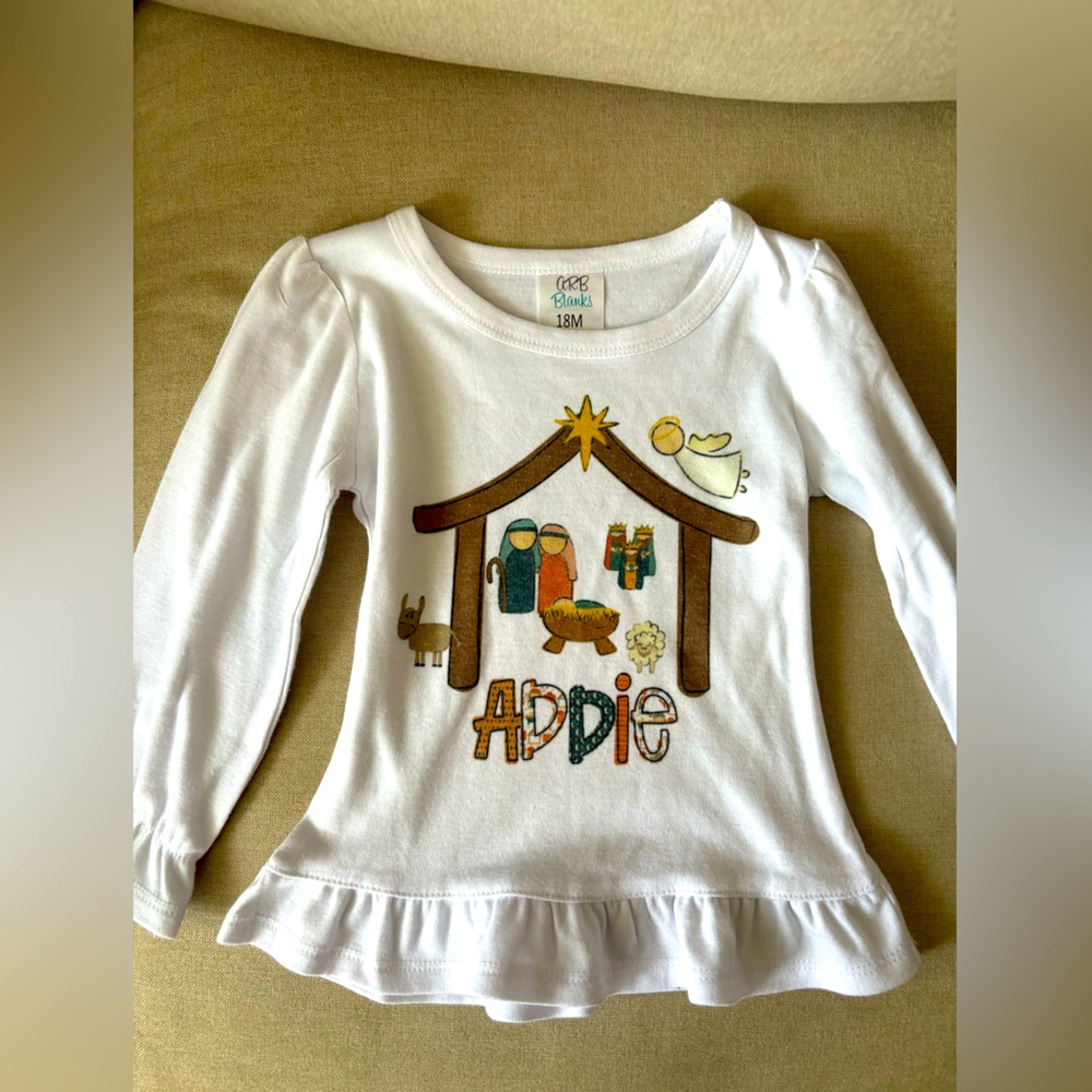 Custom made Addie nativity shirt